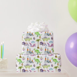 Dinosaurs and Volcanoes Wrapping Paper