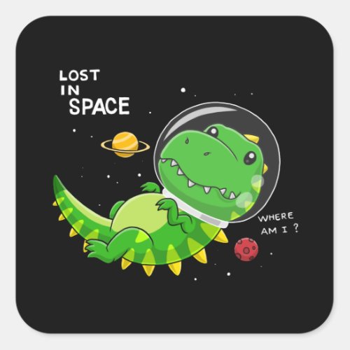 Dinosaurs astronaut square sticker