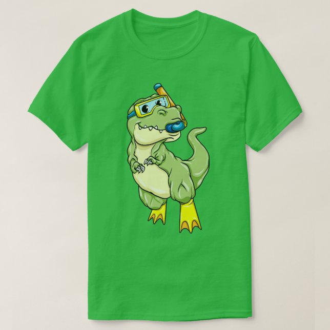 Dinosaurs at Diving with Swimming goggles T-Shirt (Design Front)