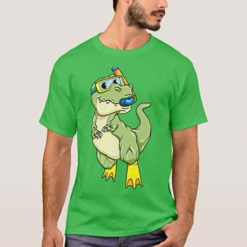 Dinosaurs at Diving with Swimming goggles T_Shirt