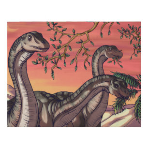 Dinosaurs at Dusk Faux Canvas Print