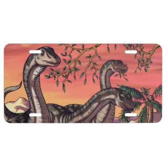 Dinosaurs at Dusk License Plate