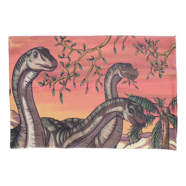 Dinosaurs at Dusk Pillow Case (Front)