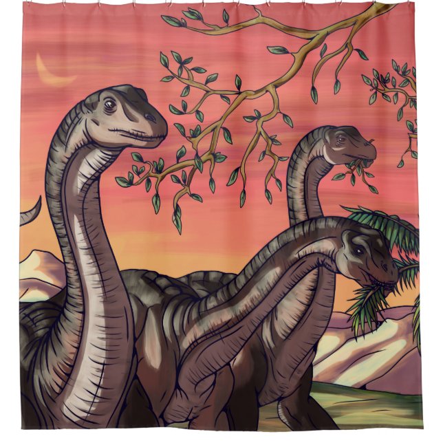 Dinosaurs at Dusk Shower Curtain (Front)