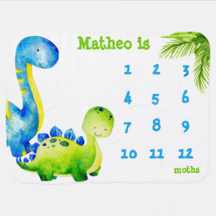 Dinosaurs Baby Boy Milestone Monthly Photo Prop Blanket