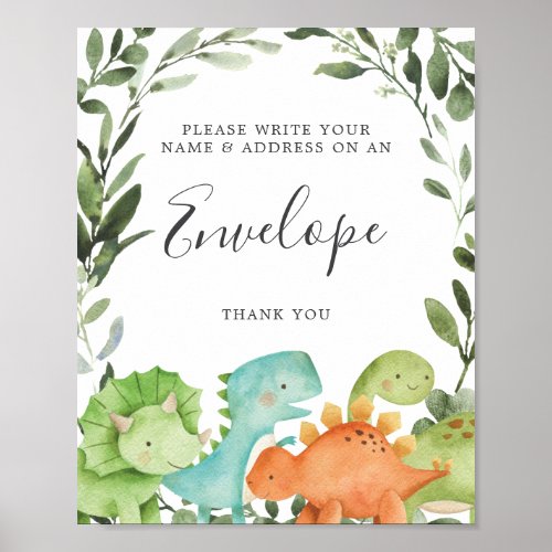 Dinosaurs Baby Shower Address Envelope Sign