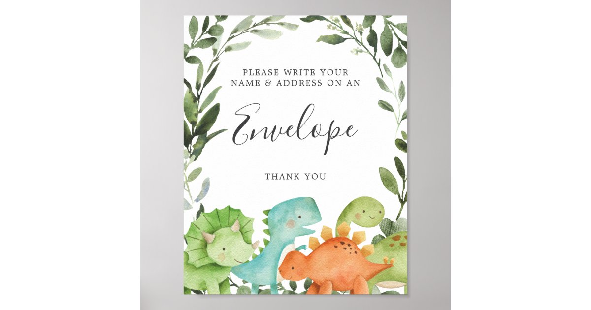 Dinosaurs Baby Shower Address Envelope Sign | Zazzle