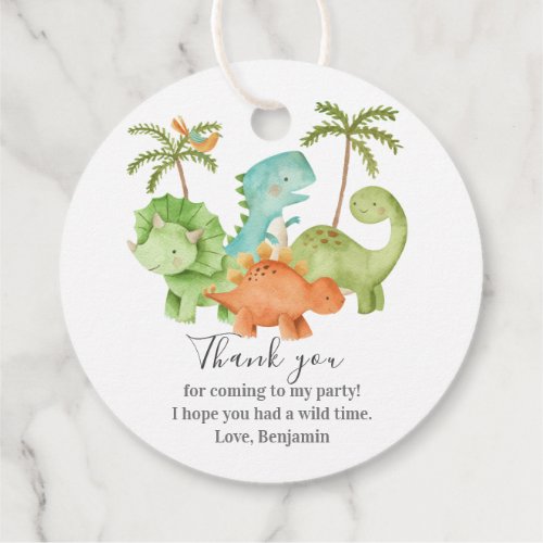 Dinosaurs Baby Shower Birthday Circle Favor Tags