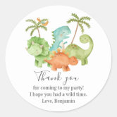 Jurassic World, Dinosaur Birthday Thank You Classic Round Sticker, Zazzle