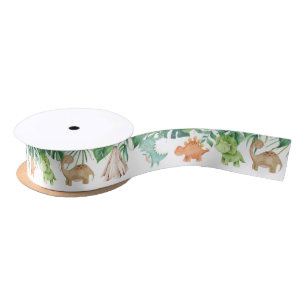 Dinosaurs Baby Shower Birthday Gold Confetti Satin Ribbon