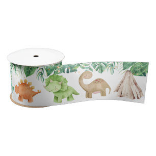 Dinosaurs Baby Shower Birthday Gold Confetti Satin Ribbon