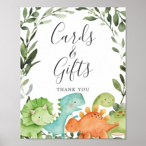 Dinosaurs Baby Shower Cards and Gifts Sign