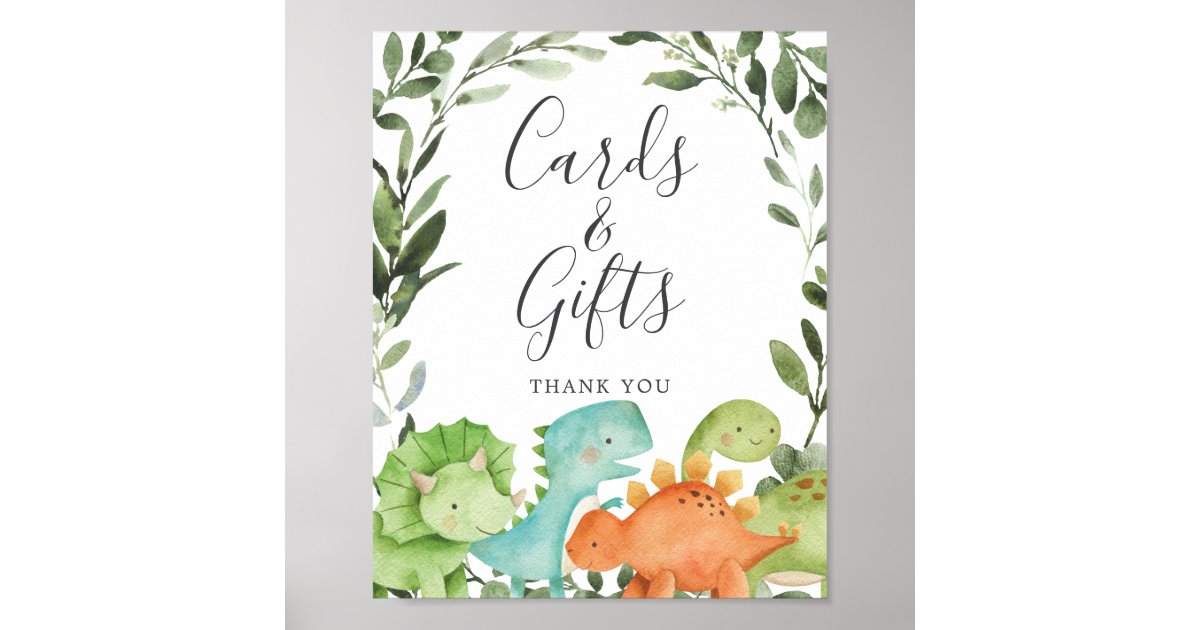 Dinosaurs Baby Shower Cards and Gifts Sign | Zazzle