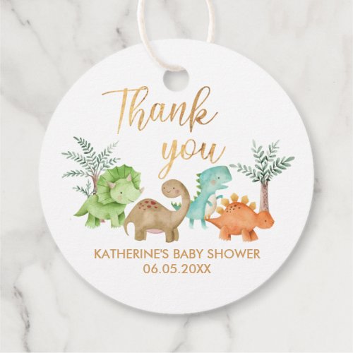 Dinosaurs Baby Shower Circle Favor Tags