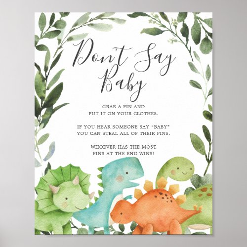 Dinosaurs Baby Shower Dont Say Baby Sign