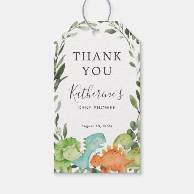 Dinosaurs Baby Shower Favor Tag (Front)