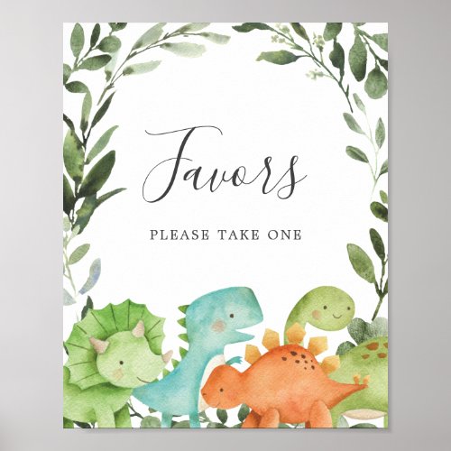Dinosaurs Baby Shower Favors Sign