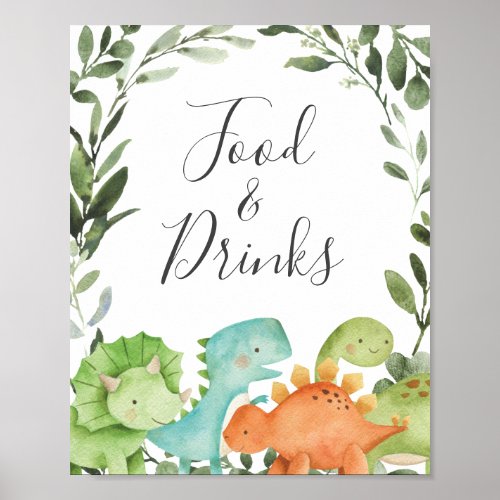 Dinosaurs Baby Shower Food and Drinks Sign
