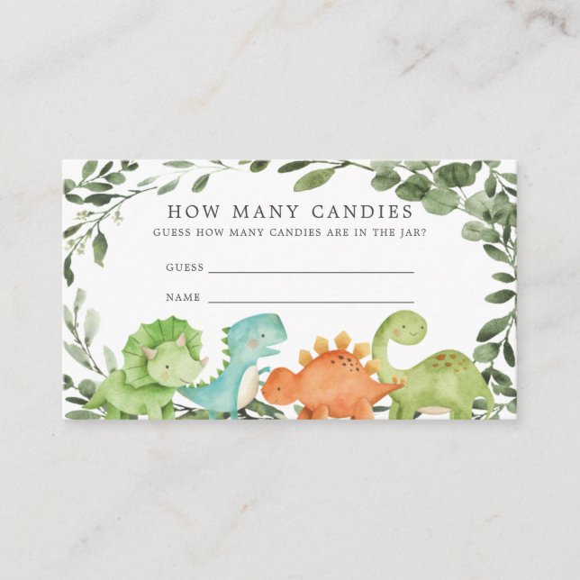 Dinosaurs Baby Shower Guess How Many Candies Enclosure Card (Front)