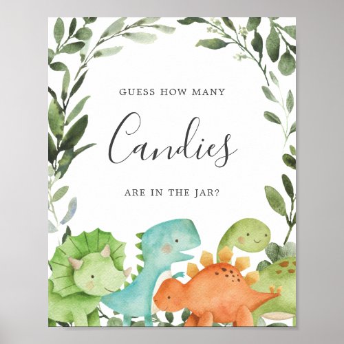 Dinosaurs Baby Shower Guess How Many Candies Sign