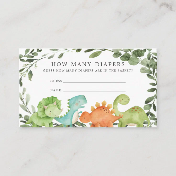 Dinosaurs Baby Shower Guess How Many Diapers Enclosure Card Zazzle
