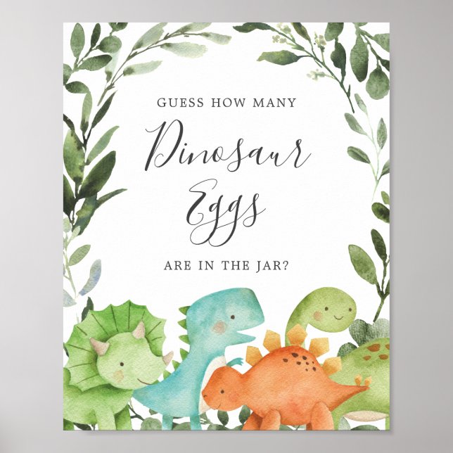 Dinosaurs Baby Shower Guess How Many Dinosaur Eggs Poster (Front)