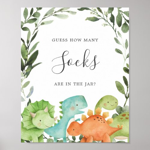 Dinosaurs Baby Shower Guess How Many Socks Poster