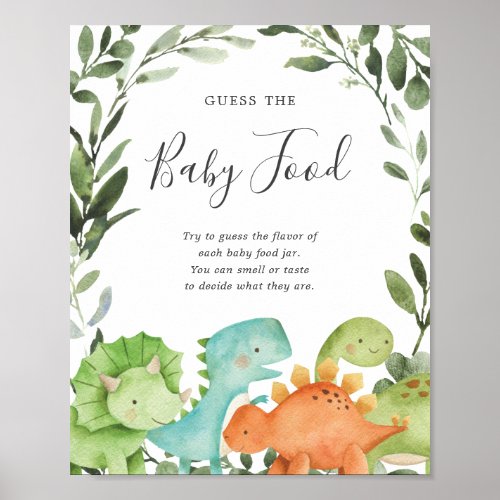 Dinosaurs Baby Shower Guess The Baby Food Sign
