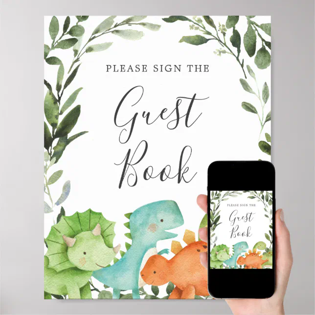 Dinosaurs Baby Shower Guestbook Sign | Zazzle