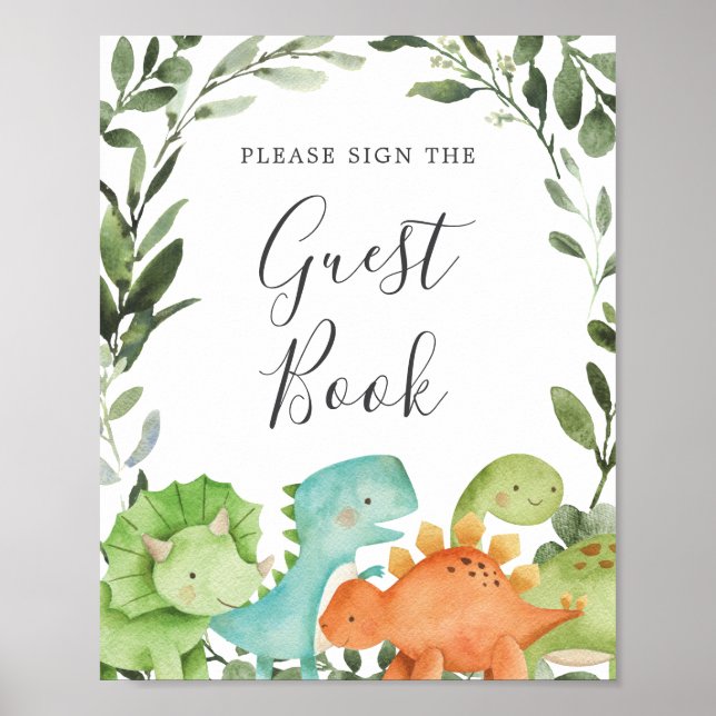 Dinosaurs Baby Shower Guestbook Sign (Front)