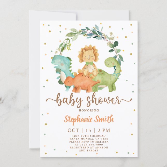 Dinosaurs Baby Shower Invitation (Front)
