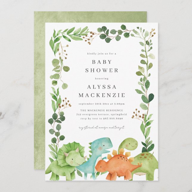 Dinosaurs Baby Shower Invitation (Front/Back)