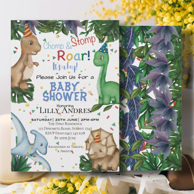 Dinosaurs Baby Shower Party | Stomp Chomp Roar! Invitation (Creator Uploaded)