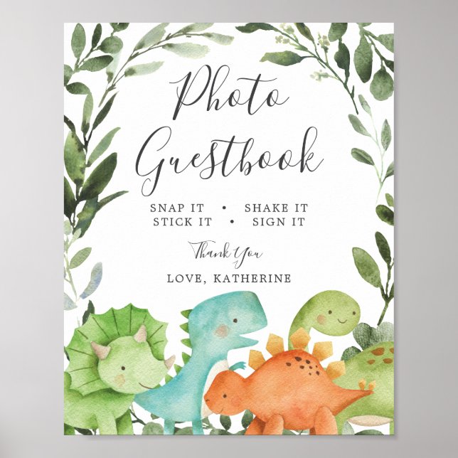 Dinosaurs Baby Shower Photo Guestbook Sign (Front)