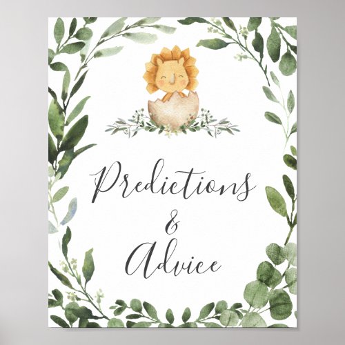 Dinosaurs Baby Shower Predictions and Advice Sign