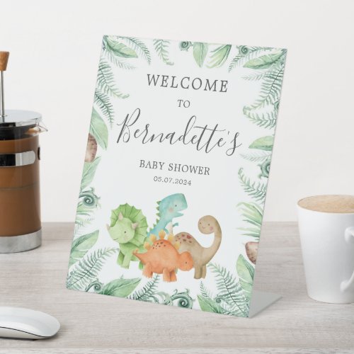 Dinosaurs Baby Shower Welcome Pedestal Sign