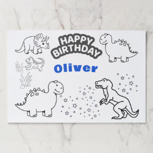 Dinosaurs Birthday Coloring Page NAME Paper Mats
