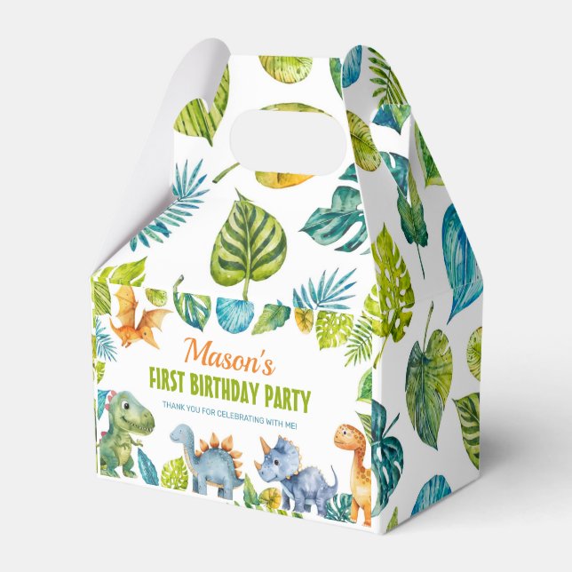 Dinosaurs Birthday Favor Box (Front Side)
