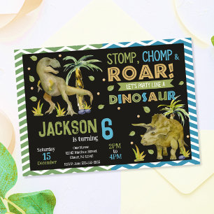 Dinosaurs Birthday Invitation   T-rex   Triceratop