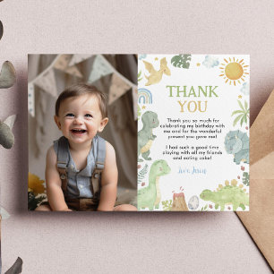 Dinosaurs Birthday Photo Thank You Card