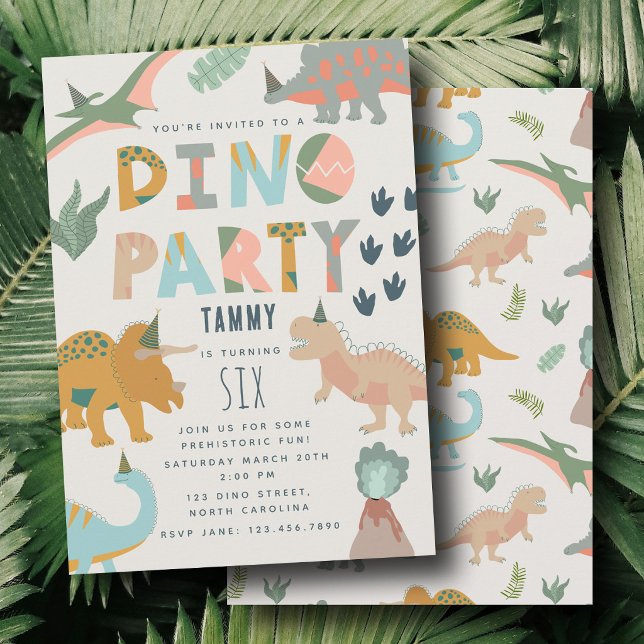 Dinosaurs Boho Dino Party Animals Birthday Invitation (Dinosaurs Boho Dino Party Animals Birthday Invitation)