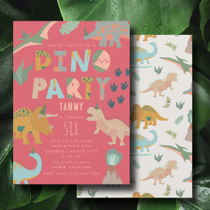 Dinosaurs Boho Dino Party Animals Birthday Pink Invitation