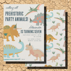 Dinosaurs Boho Prehistoric Party Animals Birthday Invitation