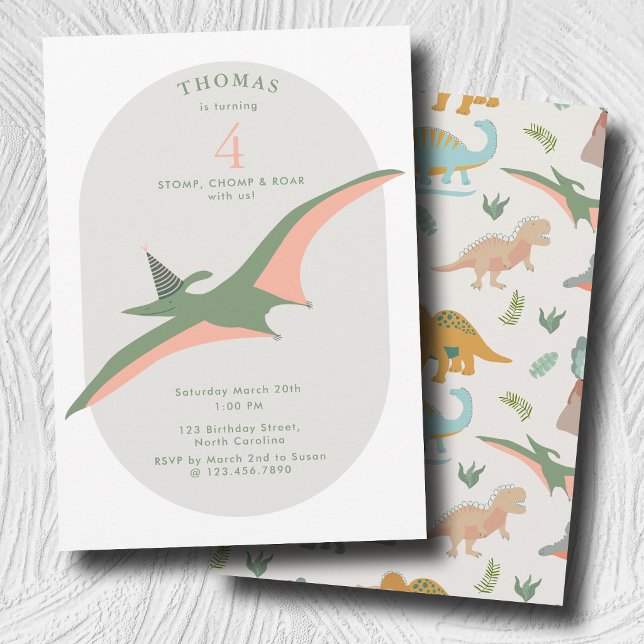 Dinosaurs Boho Prehistoric Party Animals Birthday Invitation (Dinosaurs Boho Prehistoric Party Animals Birthday Invitation)