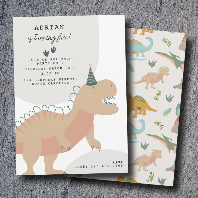 Dinosaurs Boho Prehistoric Party Animals Birthday Invitation (Dinosaurs Boho Prehistoric Party Animals Birthday Invitation)