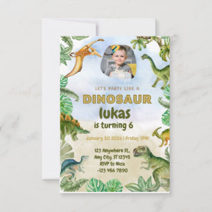 Dinosaurs Boy 6th Birthday Invitation Dino Photo
