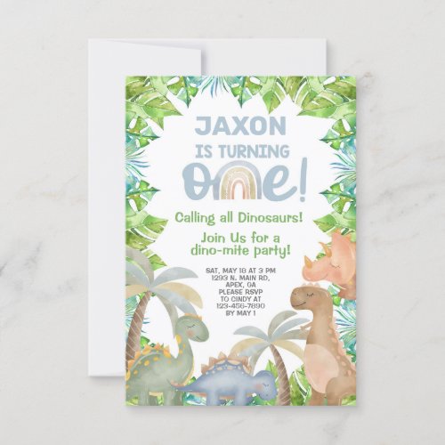 Dinosaurs boy birthday invitation dino invite in invitation