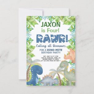 Dinosaurs boy birthday invitation, dino invite. invitation
