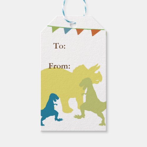Dinosaurs Boy party Flags Custom Gift Tags
