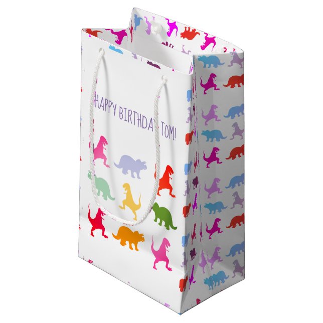 Dinosaurs Boy party Flags Custom Small Gift Bag (Front Angled)